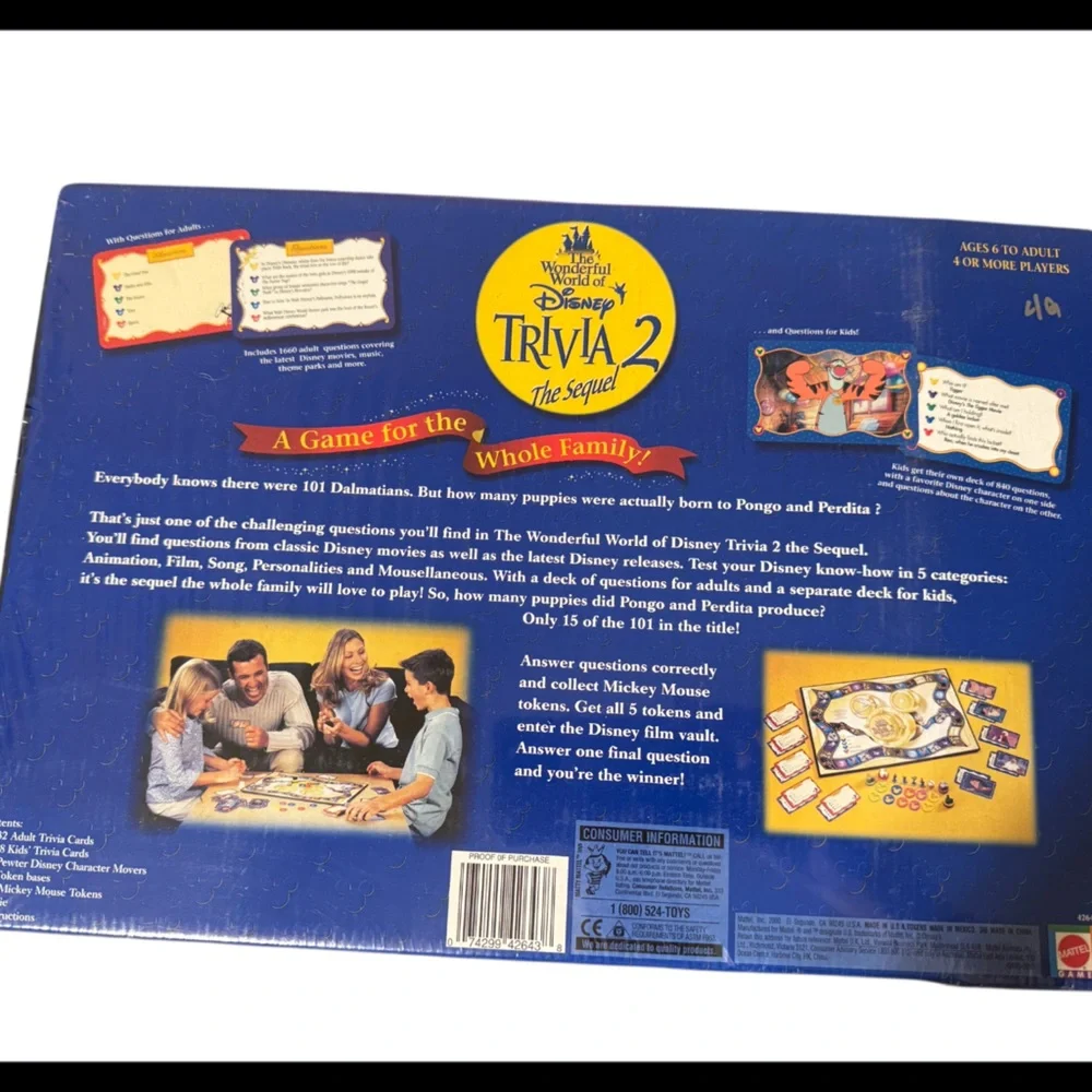 Sealed The Wonderful World of Disney Trivia 2: The Sequel Game by Mattel